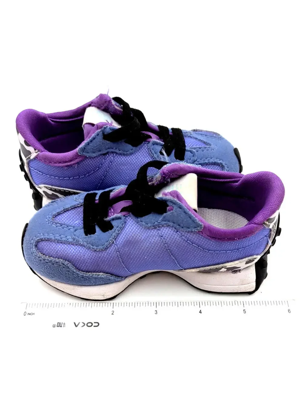 New Balance 327 Infant/Toddler Shoes SZ 5, Violet/Blue Dalmatian - Picture 9 of 9
